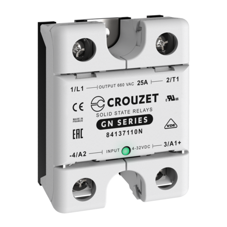CROUZET SSR, 1 Phase, Panel Mount, 25A, IN 4-32 VDC, OUT 660 VAC, Zero Cross 84137110N